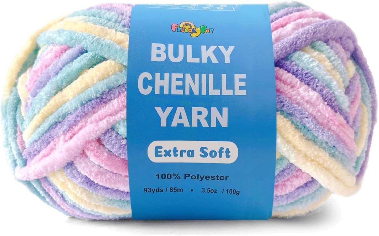 Velvet Chenille Yarn - Bulky, 93 Yards/100g, (Pastel, 1 Pack)